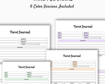 Tarot Journal Printable | Tarot Reading Log | Card Spread Template | Spiritual Reflection Page | Daily Tarot Planner | PDF A4 A5 Letter