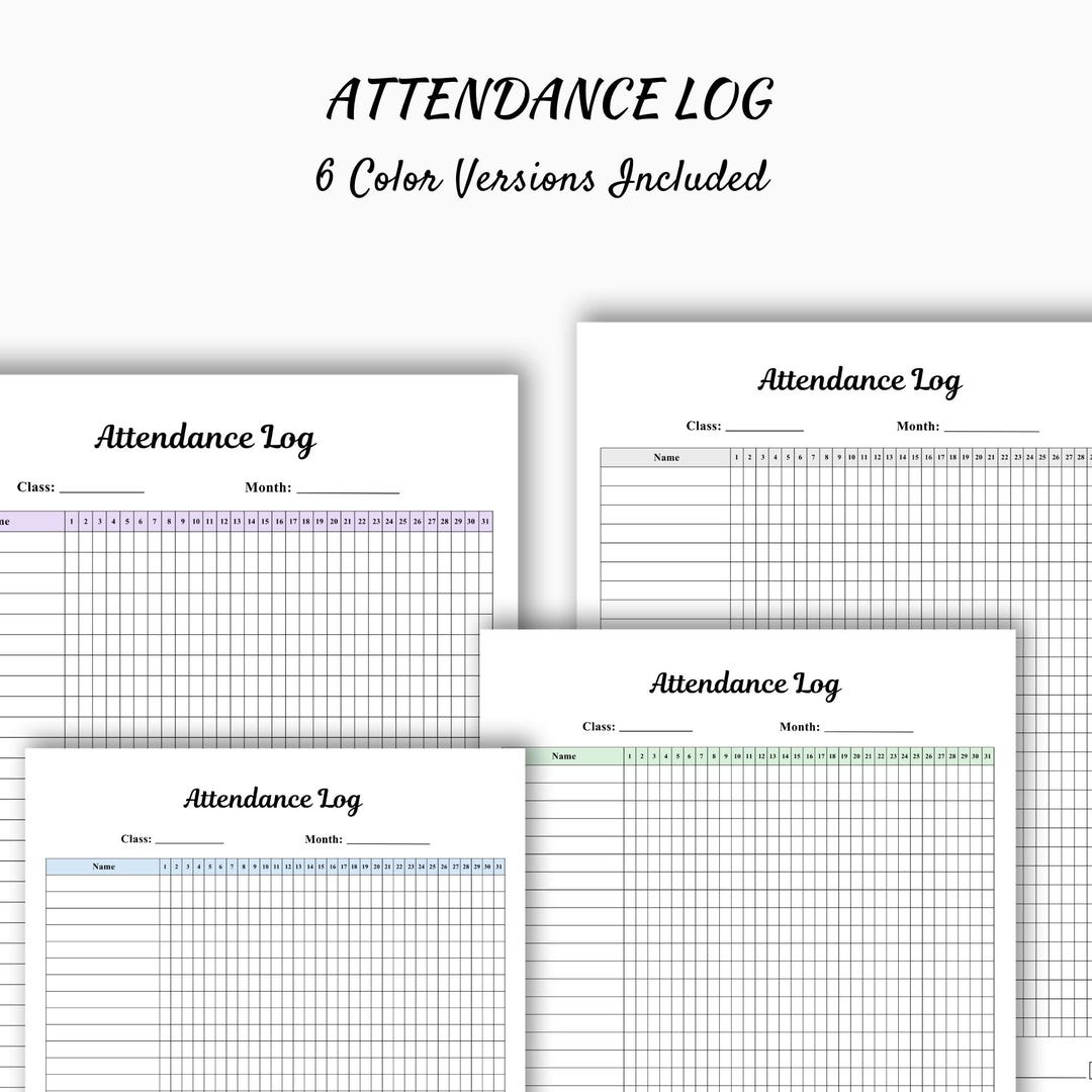 Attendance Log Printable | Class Attendance Sheet | Student Register ...