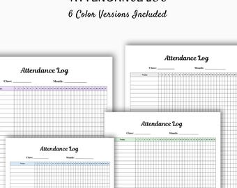 Attendance Log Printable | Class Attendance Sheet | Student Register | Teacher Planner Page | Monthly Attendance Tracker | PDF A4 A5 Letter