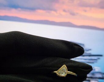 Gold Half Moon Diamond Ring: Modern Minimalist 0.30 ct