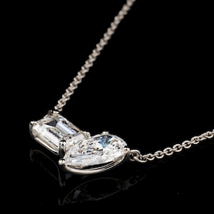 Emerald & Pear Lab-Grown Diamond Toi et Moi Necklace - 18k White Gold