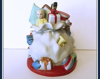 Vintage Schmid Santa's Bag Music Box: Plays 'Have Yourself a Merry Little Christmas' (1988)