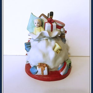 Vintage Schmid Santa&#39;s Bag Music Box: Plays &#39;Have Yourself a Merry Little Christmas&#39; (1988)