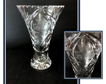 Large Crystal Glass Vase, Lausitzer Glass, Made in German Democratic Republic, 5 lbs. 8 oz., Hand Cut, Vintage