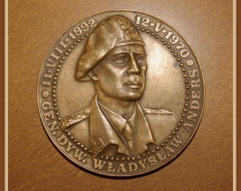 Wladyslaw Anders Medal, Bronze, Capturing of Monte Cassino, Vintage 1989