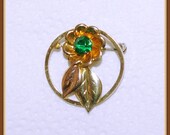 Bal Ron Flower Brooch 12 k GF, Yellow and Rose Gold Color, Small Size, Vintage 1950s 1960s