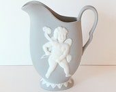 Cupid Pitcher Vase, UCAGCO, Small, Grey, Vintage 1950 39 s