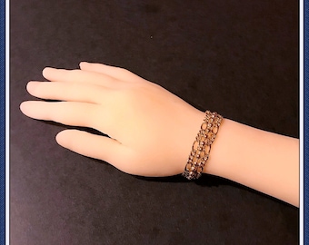 Gold Tone Figaro Link Bracelet, 7.50 inches, Vintage