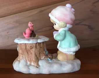 Rare Enesco Precious Moments Figurine, "Nutty Over You", Pop up Squirrel, Motion, Vintage 2000