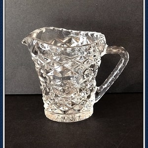 Sugar Bowl and Creamer Set, Cut Glass, Diamond Pattern, Flower, Heavy Weight, 2 lbs. 8 oz.. Never Used, Vintage 1950's image 6