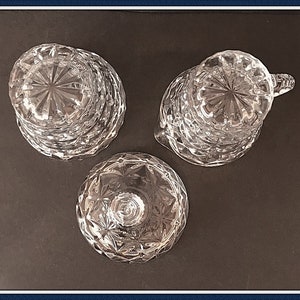 Sugar Bowl and Creamer Set, Cut Glass, Diamond Pattern, Flower, Heavy Weight, 2 lbs. 8 oz.. Never Used, Vintage 1950's image 7