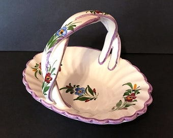 Basket Candy Dish, Made in Portugal, by RCCL, Made for Macy's, Floral, Small Size, Vintage 1980's