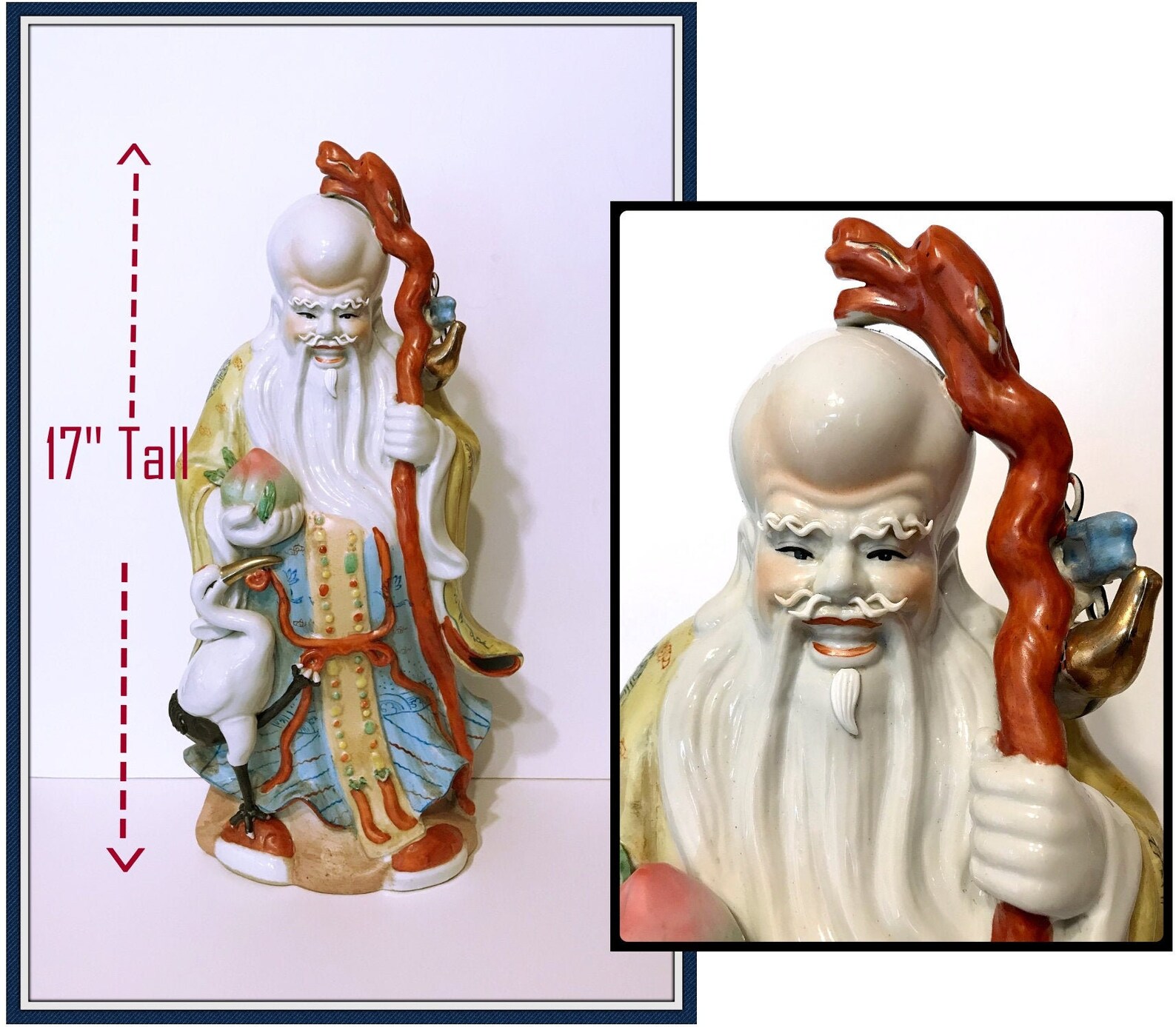 Large Chinese God of Longevity Statue Shòu Xing Deity Etsy