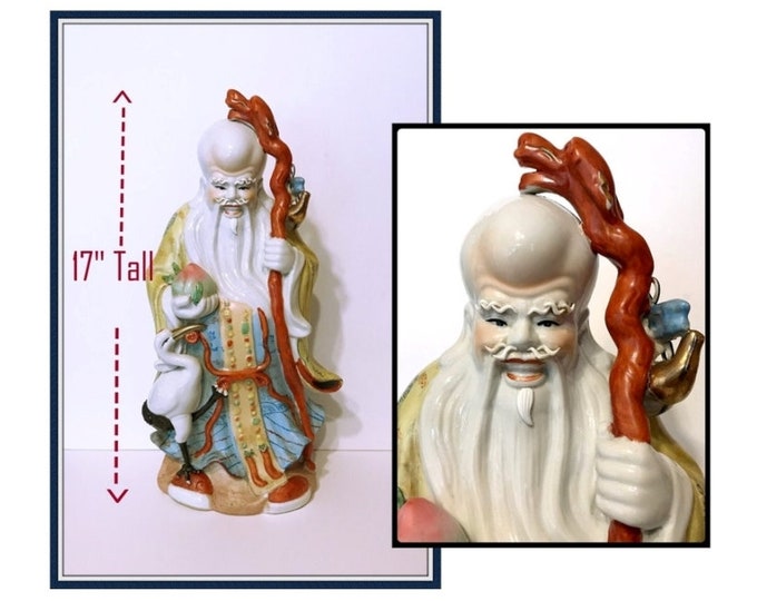 Large Chinese God of Longevity Statue, Shòu Xing, Deity, 17 Tall