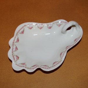 Bavaria Candy Dish, White, Pink Roses, 1950&#39;s, 1960&#39;s, by G.V.M. Co.