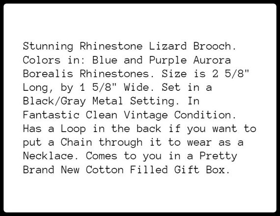 Lizard Rhinestone Brooch, Blue, Purple, Aurora Bo… - image 2