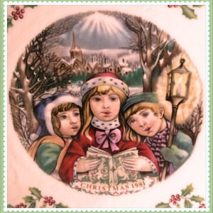 1981 Royal Doulton Christmas Plate, Victorian Carollers, English Bone China, Winter Scene