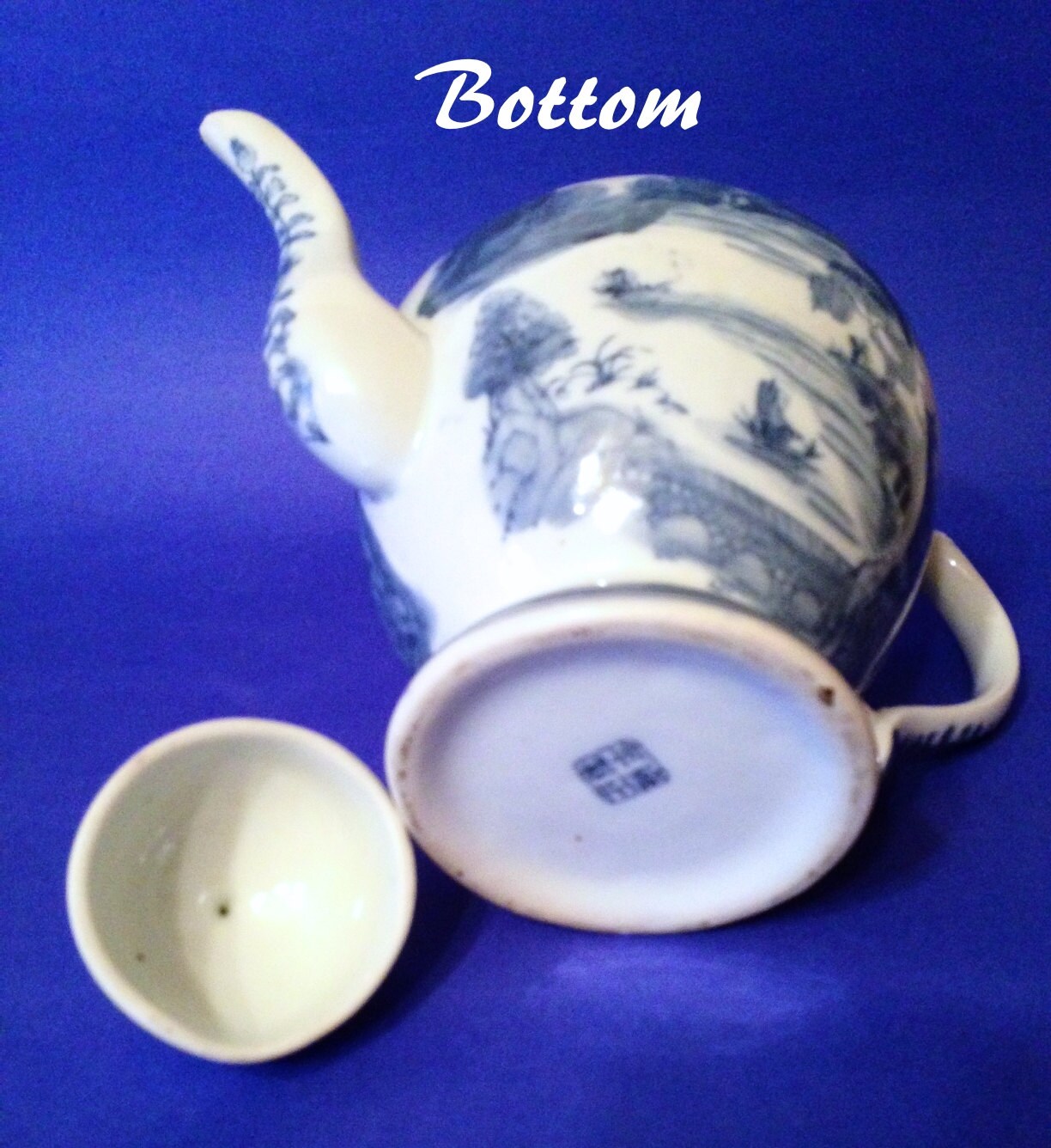 Vintage Chinese Tea Pot Yongzheng Nian Zhi Blue Scenic Etsy