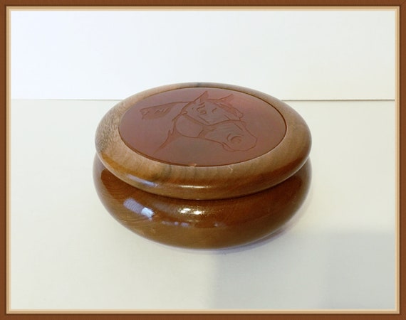 Etched Horse Agate Trinket Box, Golden Orange, Br… - image 4