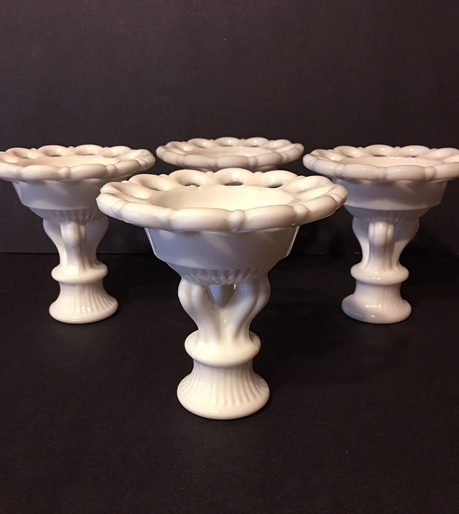 Milk Glass Candle Holders Westmoreland Glass Co. Lacey Etsy