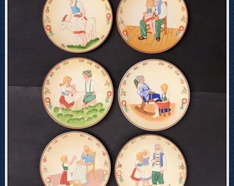 The Story of Heidi Collector Plates, Full Series of 6, Bas Relief, by Hamilton Collection, Vintage