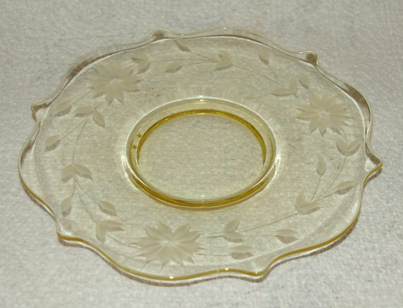 Vintage Lancaster Yellow Depression Glass finely etched Etsy