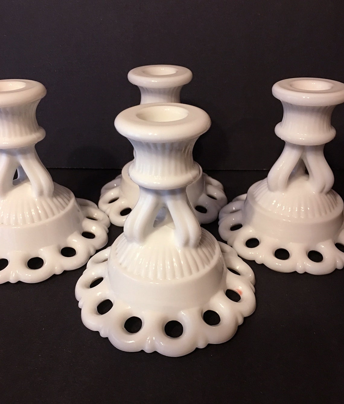 Milk Glass Candle Holders Westmoreland Glass Co. Lacey Etsy.de