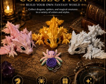 Articulated Wyvern Dragon Keychain, Dragon Companion, 3D Printed Fantasy Dragon, Dragon Lover Gift, Gamer Desk Companion