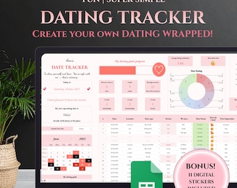 Pink Dating Tracker Google Sheets: Simple Fun Dating Journal and Date Planner (Instant Download)