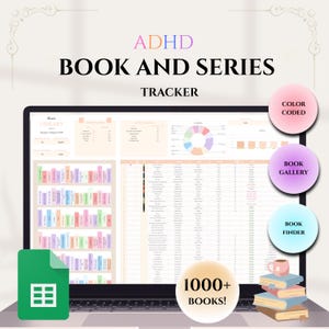 Feuille de calcul pour le suivi des livres et des séries sur le TDAH, journal de lecture, bibliothèque numérique (feuilles Google)