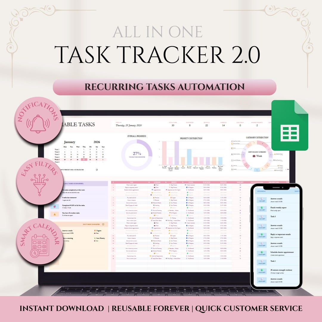 Ultimate Task Tracker and Life Organizer With Monthly and Weekly ...