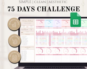 75 Soft, Medium and Hard Challenge Google Sheet, Daily Health Tracker (Digital Download)