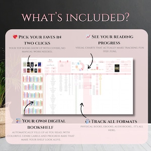 ADHD Roze Leestracker: Digitale bibliotheek, geautomatiseerde boekenplank en boekentracker in Google Sheets afbeelding 4