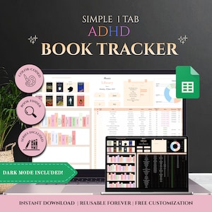 ADHD Reading Tracker Google Sheets: Color-Coded Digital Bookshelf (Digital Download)