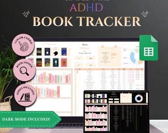 ADHD Reading Tracker Google Sheets: Color-Coded Digital Bookshelf (Digital Download)