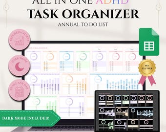 All in One Task Organizer - Google Sheets Daily, Weekly and Annual Planner