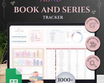 Book and Series Tracker Spreadsheet, Reading Journal, Digital Library (Google Sheets)