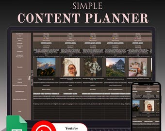 Dark Mode Social Media Planner: Google Sheets Content Calendar (Digital Download))