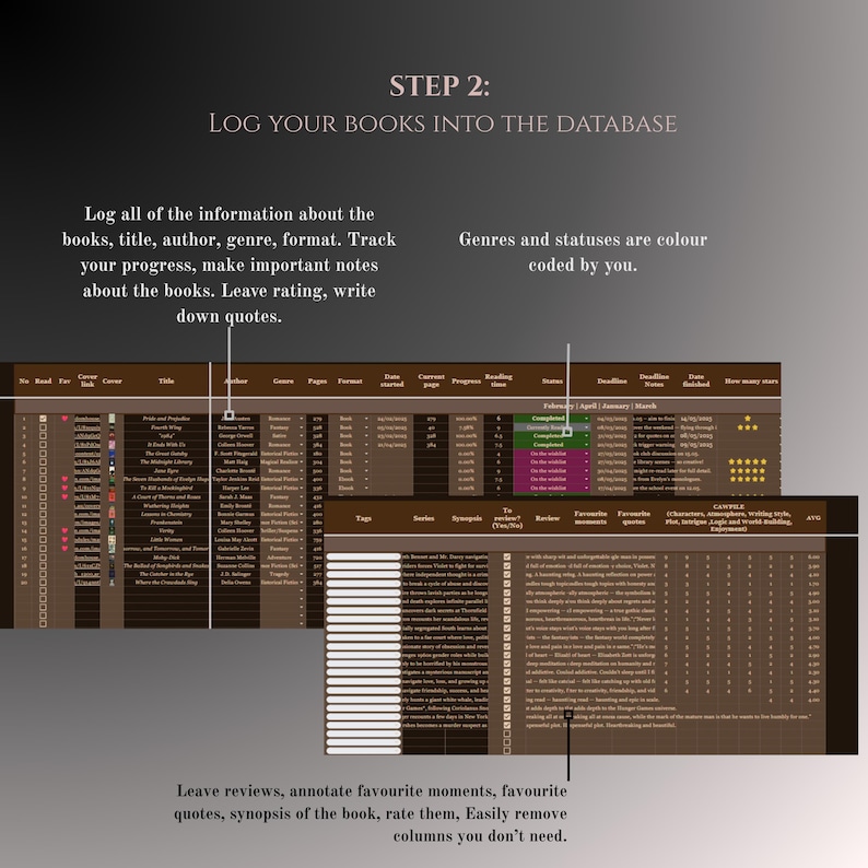 Dark Academia Book Tracker: Google Sheets Reading Log (digital Download ...