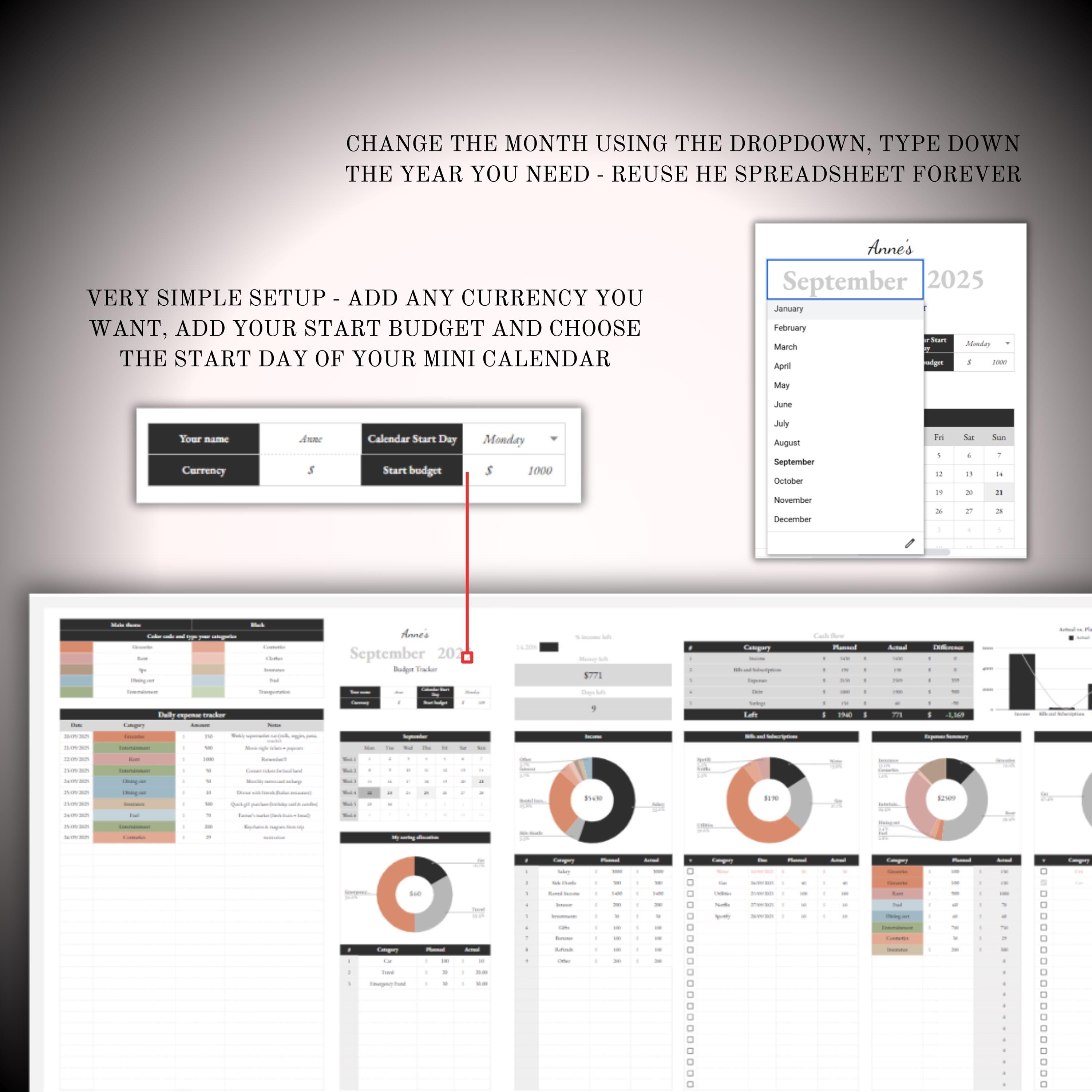 Simple Monthly Budget Tracker: Google Sheets Template (digital Download ...