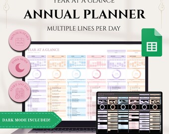 Year at a Glance Tracker: Undated Full Year Automated Calendar Google Sheets Spreadsheet
