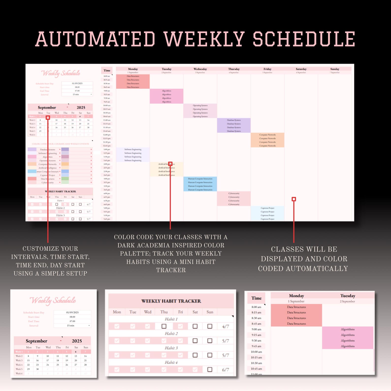 ADHD University Planner: Color-coded Google Sheets (digital Download ...
