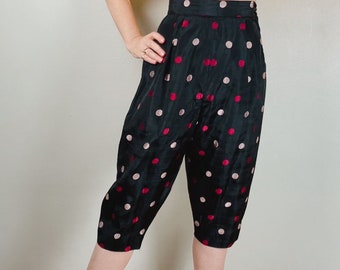 Vintage 1950s Glamour Cocktail Capri Pants Taffeta Dotts