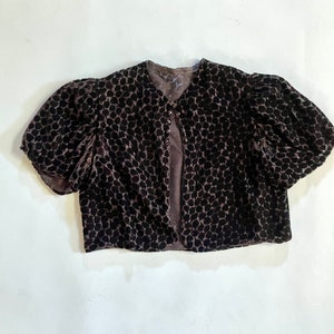 Vintage 1930s Cut Silk Velvet Bolero Style Jacket cover-up with Puff Sleeves. image 4