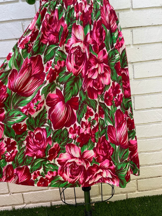 Vintage 1940s Rayon Jersey Dayglo Floral Print Sw… - image 6