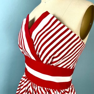 Vintage VICTOR COSTA 1980s Candy Stripe Cinch Waist Bustier Strapless Dress image 9