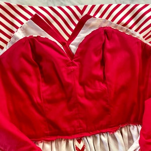 Vintage VICTOR COSTA 1980s Candy Stripe Cinch Waist Bustier Strapless Dress image 6