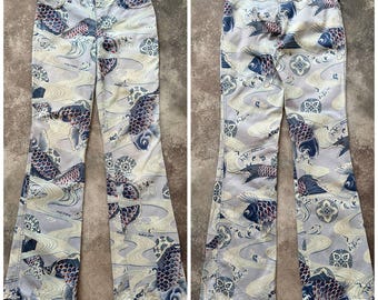 Moschino Jeans Y2K Vintage Japanese Koi Fish Retro Flared