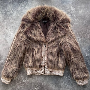2000’s Aesthetic Vintage Faux Fur Knit Details Jacket Y2K