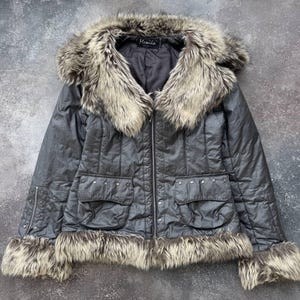Vintage Y2K Faux Fur Hooded Jacket